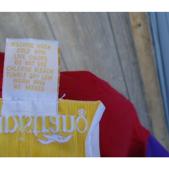 NOS Vtg 80s Shirt Colorblock Red Green Purple One Size 100% Cotton - Picture 7 of 10